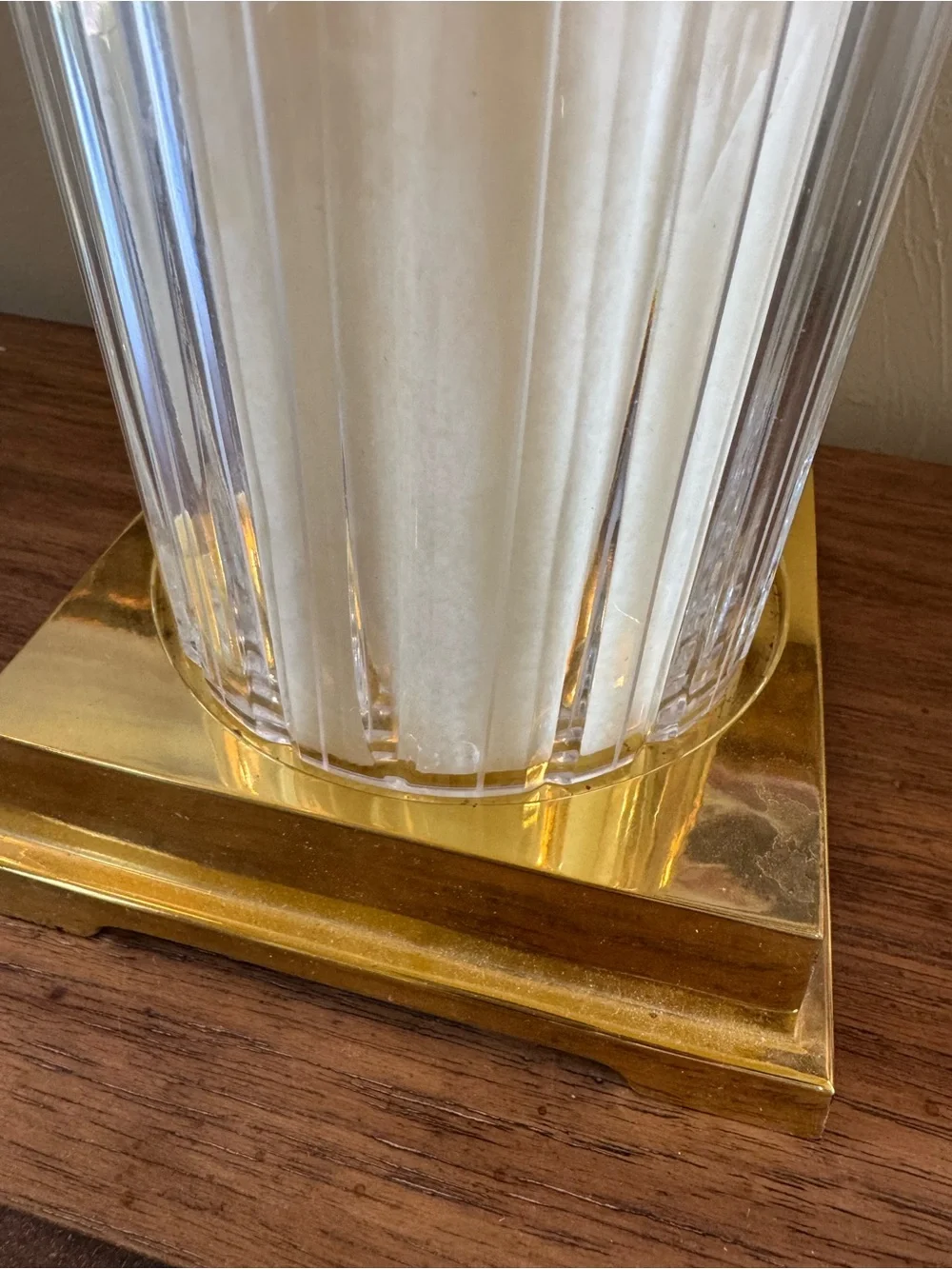 Crystal Cut Glass Hurricane Candle Holder with White LED Candle